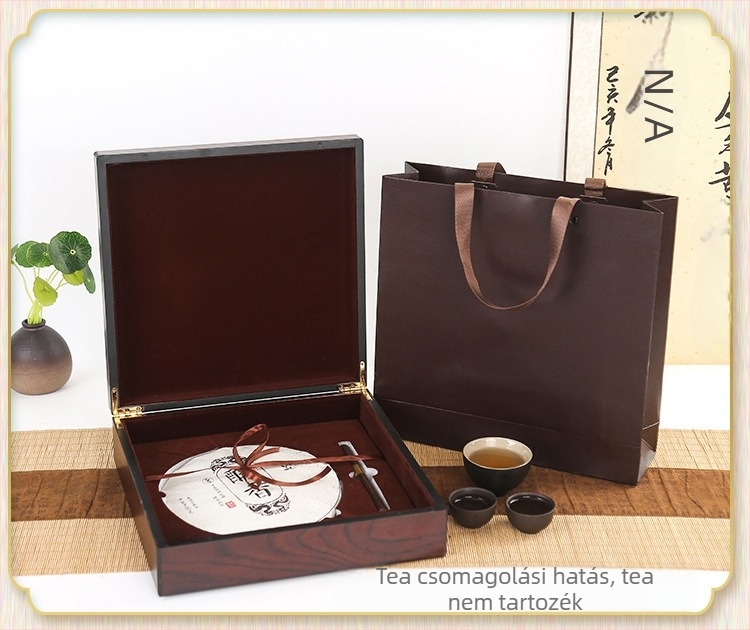 Természetes fából készült teásdoboz, Ebony box tea sorozat, gravírozás, aranyozás, szitanyomás, EVA bélés