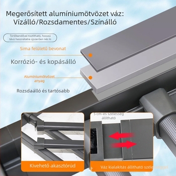 Mosógéphez tervezett kihúzható ruhatartó rejtett nadrágtartóval és beépített csúszó sínnel