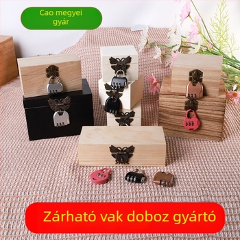 Tömörfa zárható doboz gravírozással, Modell 001, Természetes fa, Belső textil bevonat, Logó nyomtatás elérhető