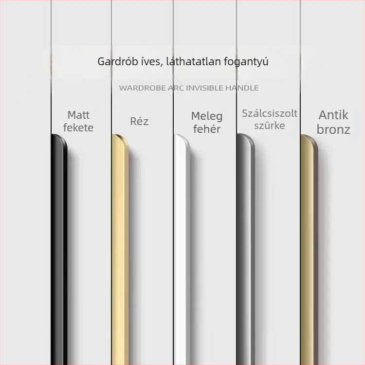 Rejtett beépített szekrényajtó fogantyú, arany, modern minimalist stílus, hosszú oldalsó szerelés
