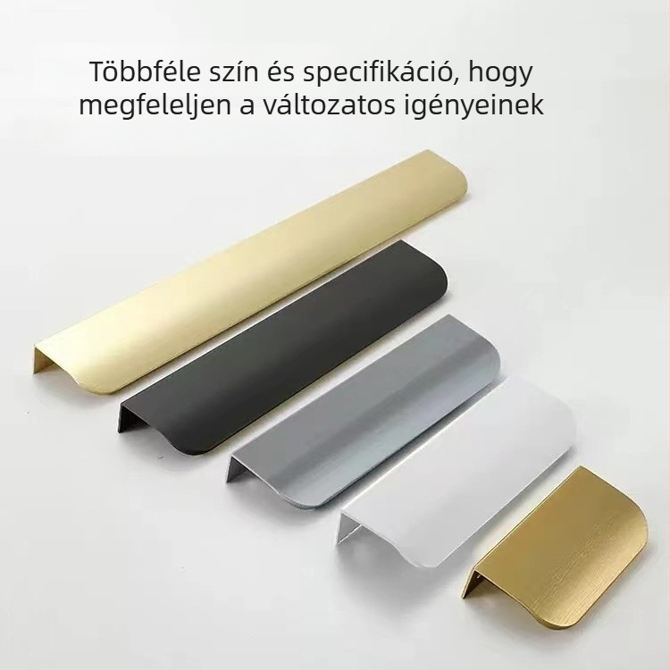 Rejtett beépített szekrényajtó fogantyú, arany, modern minimalist stílus, hosszú oldalsó szerelés
