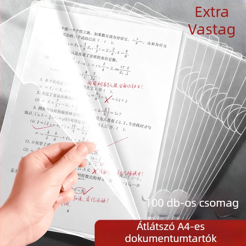 A4L dokumentum mappa L-alakú csíptetővel, PP anyagú, vízálló beéltet oldalak, modell Kbx-7091, méret 10x10