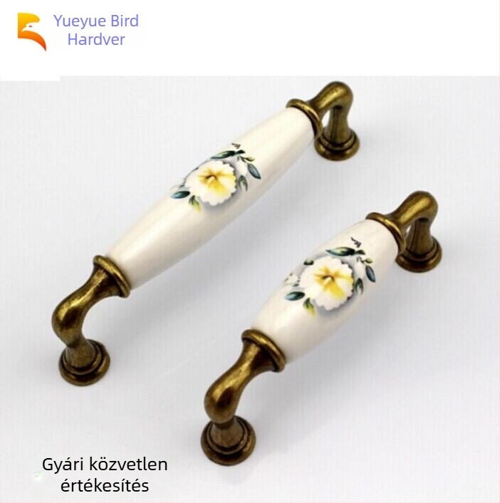Kiváló minőségű Camellia kerámia fogantyú szekrényekhez, minimalist design, amerikai–európai stílus, antik hatás, fiók- és ajtófogantyú