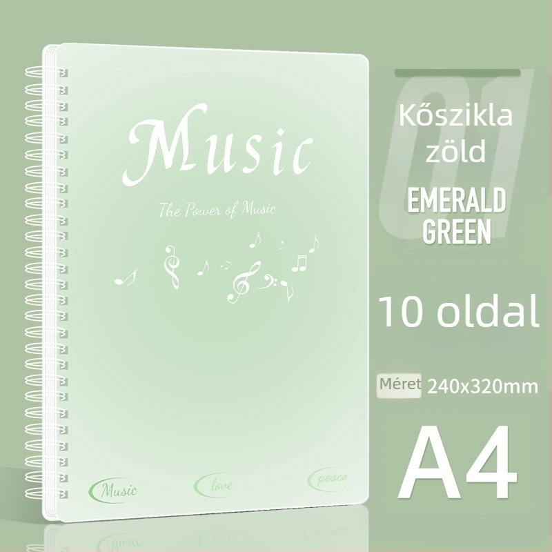 Dopamine sorozat partitúra mappa hosszú nyomáshoz tartó klippel, műanyagból, átlátszó belső oldalakkal, alkalmas zongorás kottaírásokhoz