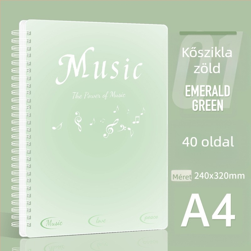 Dopamine sorozat partitúra mappa hosszú nyomáshoz tartó klippel, műanyagból, átlátszó belső oldalakkal, alkalmas zongorás kottaírásokhoz