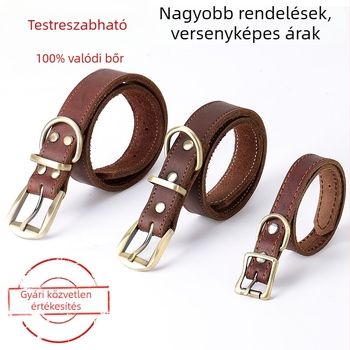 Valódi bőrből készült kutyanyakörv és póráz közepes és nagy testű kutyák számára