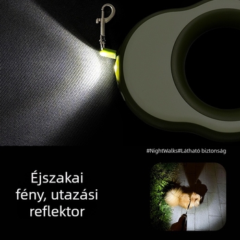 Automatikus visszahúzódó kutyapóráz fénnyel, ABS anyag