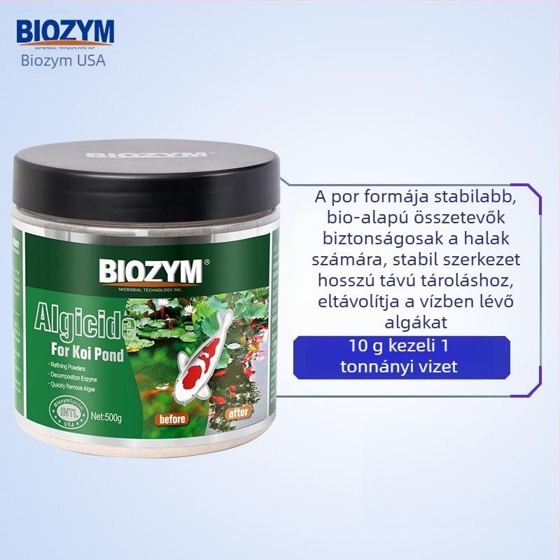 Byinmei Algamentesítő Por Akváriumhoz és Halas Tavakhoz – Eltávolítja a Zöld Algákat, Mohát és Barna Algákat, Biztonságos a Halaknak, 500 g