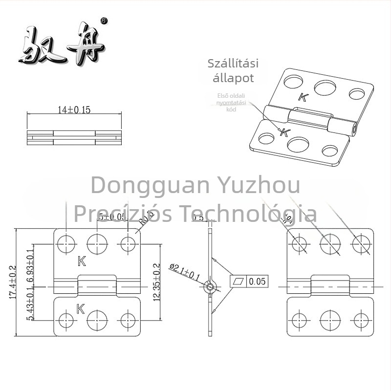 Rozsdamentes acélból készült szekrényajtó zsanér, modell YZH004-1, anyag SK7.1215, ROHS-kompatibilis, Yu Zhou