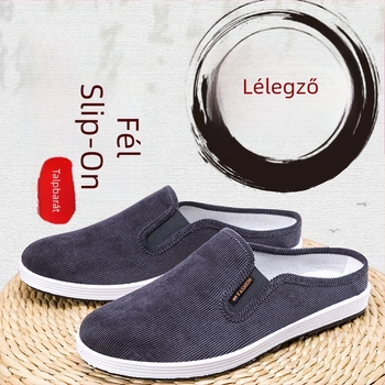 Férfi vászon Slip-On cipő, hátul nélkül, lazább stílus, műanyag talp, injektált talp-technológia