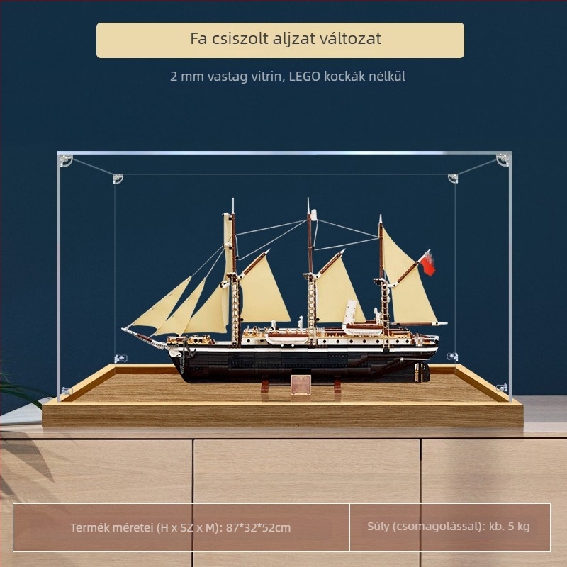 Akril kijelző- és tároló doboz LEGO 10335 Intrepid expedíciós hajó modell figurája számára – porálló