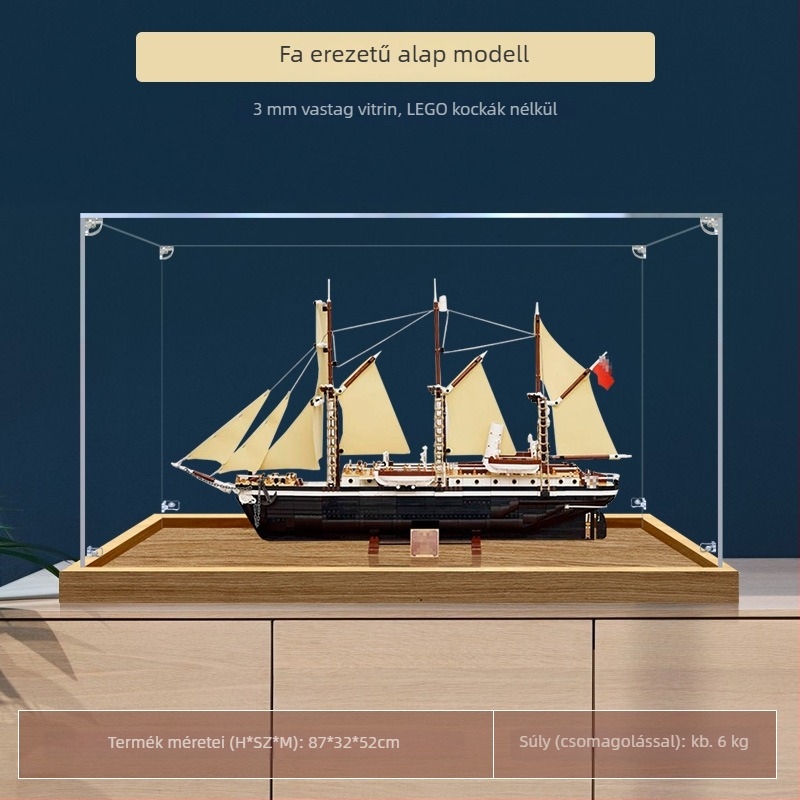 Akril kijelző- és tároló doboz LEGO 10335 Intrepid expedíciós hajó modell figurája számára – porálló