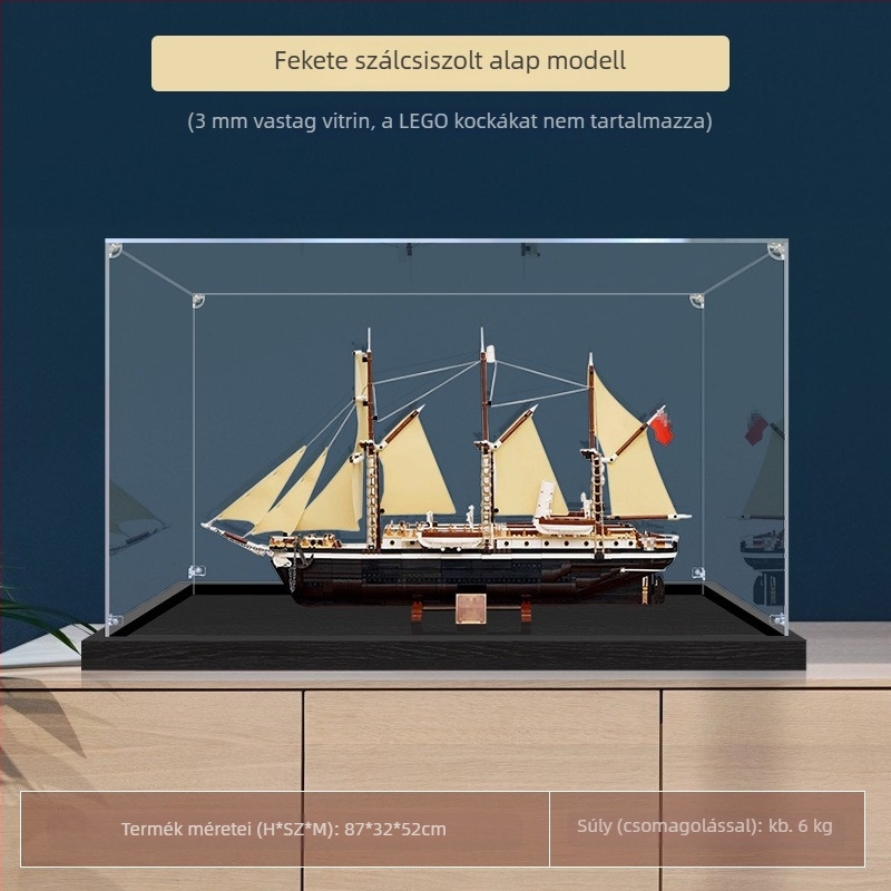 Akril kijelző- és tároló doboz LEGO 10335 Intrepid expedíciós hajó modell figurája számára – porálló