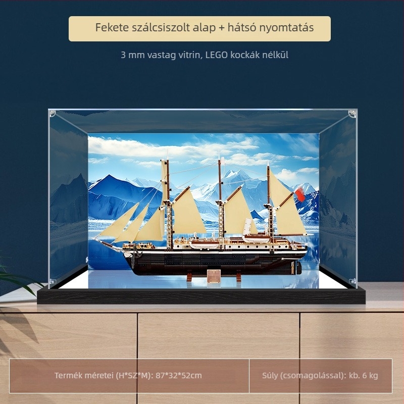 Akril kijelző- és tároló doboz LEGO 10335 Intrepid expedíciós hajó modell figurája számára – porálló