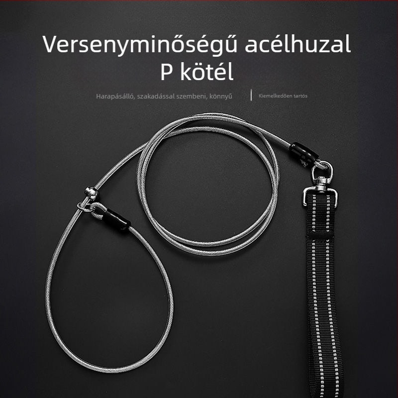 Rozsdamentes acél kutya edzőhurok póráz, sétához, professzionális edzés, erős csomó kialakítás