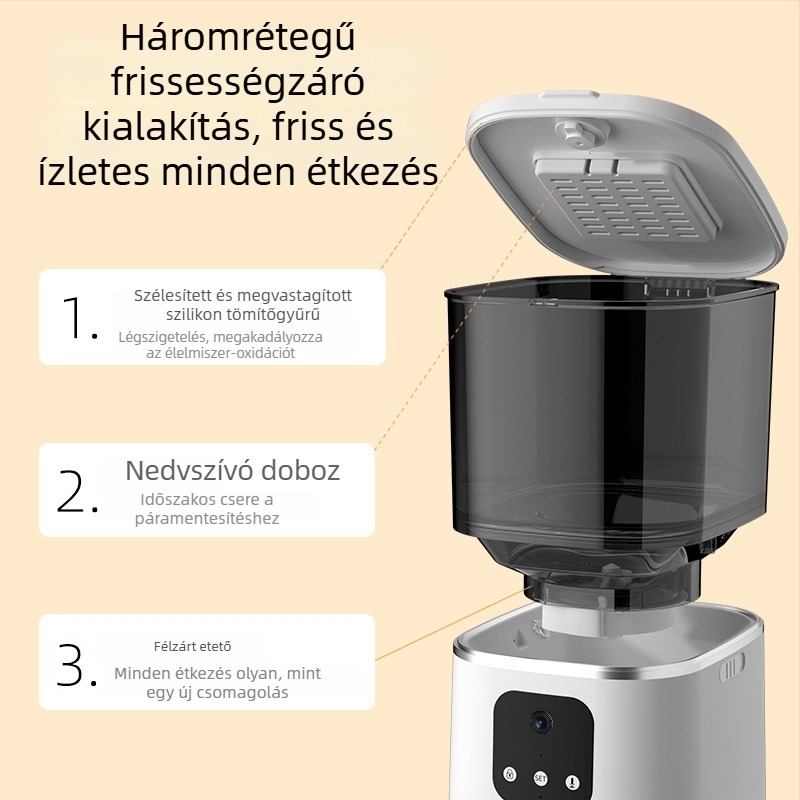 Okos etető automata háziállatok számára, időzített etetéssel és távoli vezérléssel Wi‑Fi‑vel, 6 L kapacitás