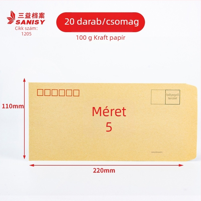 Sanyi kraft papír levélboríték, kínai stílusú boríték, Modell No. 9/C4, nyomtatott logóval