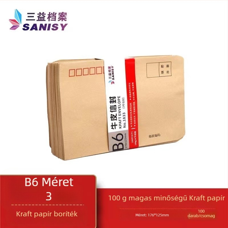 Sanyi kraft papír levélboríték, kínai stílusú boríték, Modell No. 9/C4, nyomtatott logóval