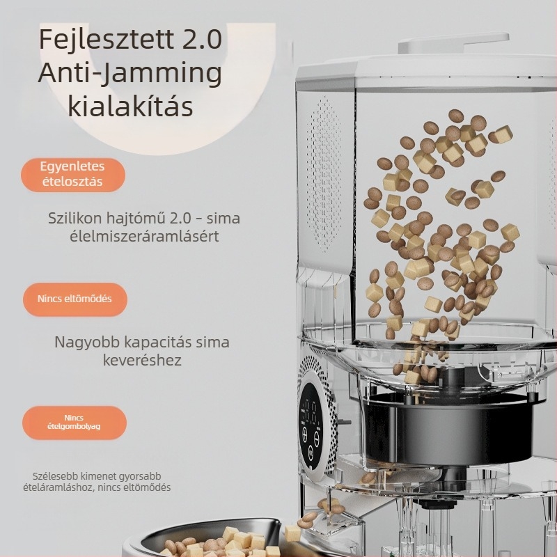 Macska automata etető távirányítással, időzített adagokkal, teljes etető készlet