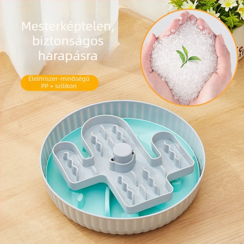 Műanyag forgó lassú etetőtál macskáknak és kutyáknak – fulladás elleni, hányás elleni