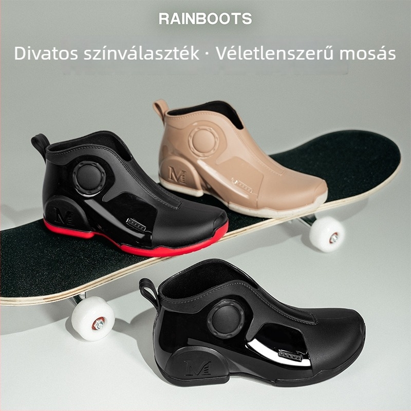 Esőcsizmák, unisex PVC rövid, vízálló, csúszásmentes, könnyű, PU talpbetét