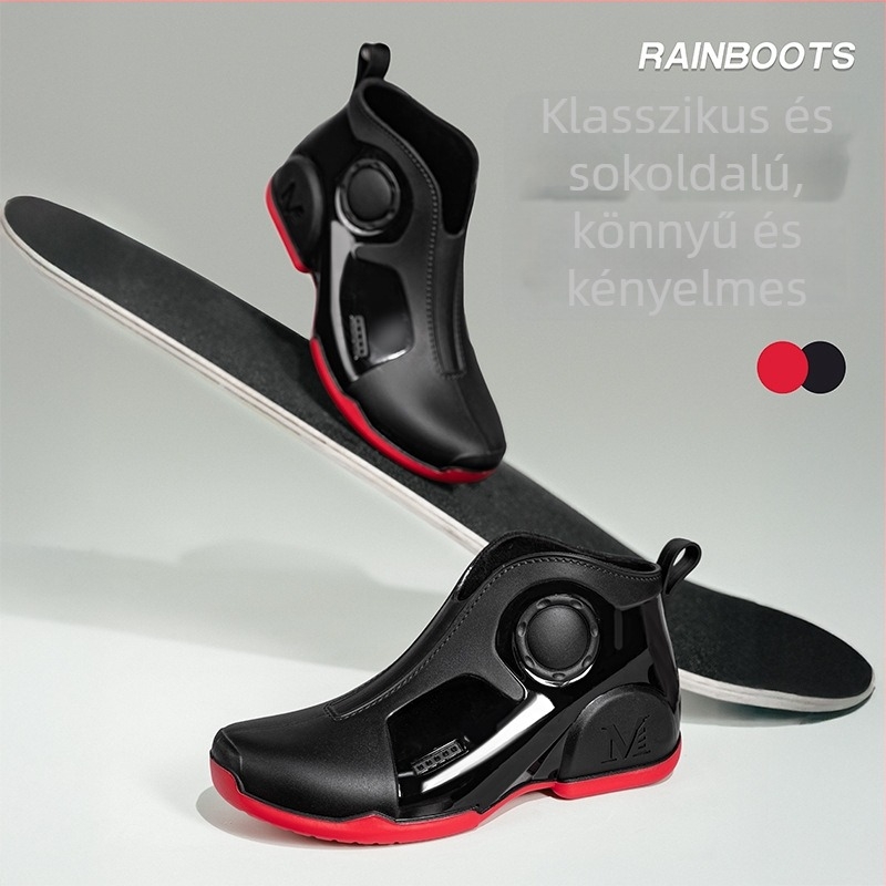 Esőcsizmák, unisex PVC rövid, vízálló, csúszásmentes, könnyű, PU talpbetét