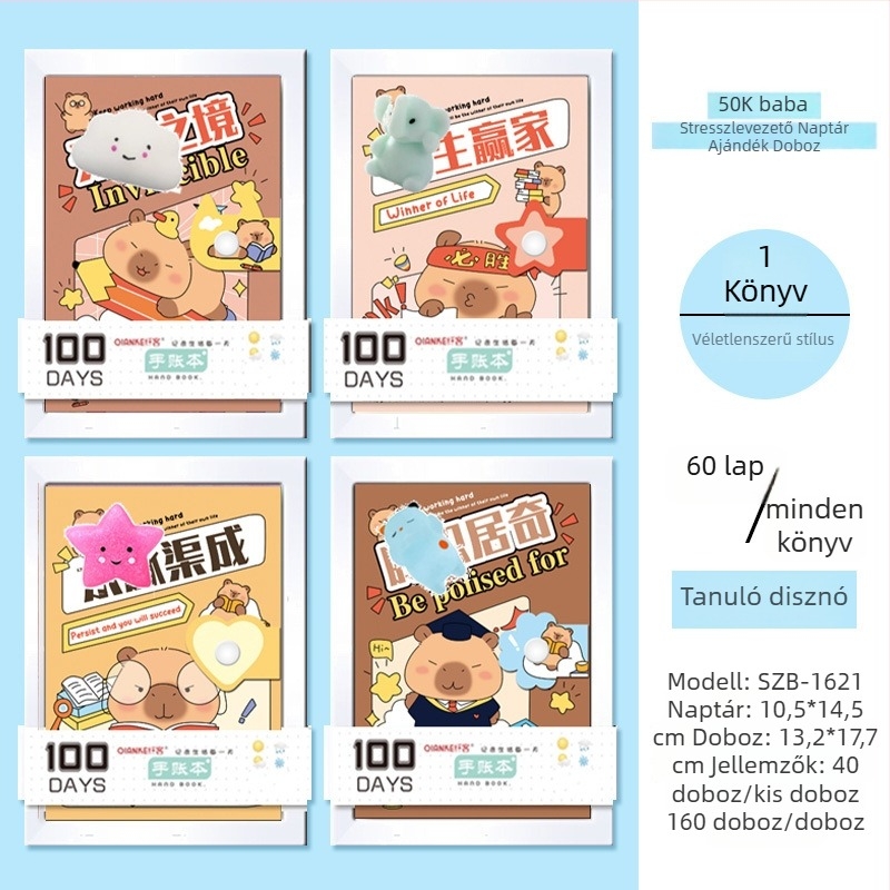 Hordozható notesz aranyos karikatúra dizájnnal — spirálkötés, 80 g/m² papír, 50–100 oldal