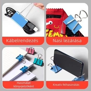 Színes fém iratcsipeszek, farok dizájn, erős fogás, 48 darabos készlet, modell B3636-3631