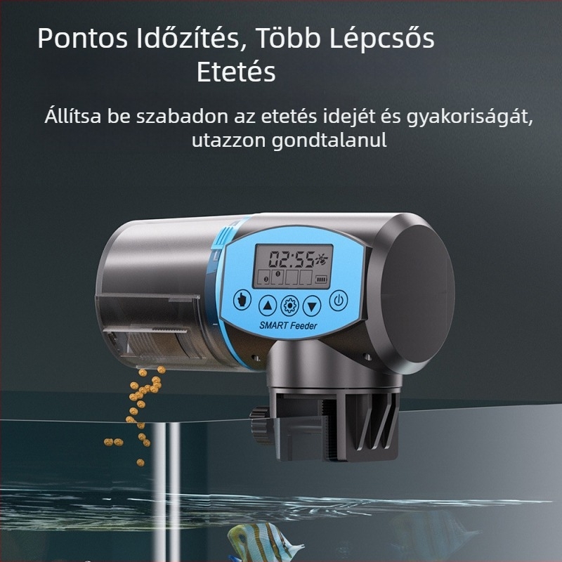 Okos időzítővel ellátott akváriumi etető, nagy kapacitású