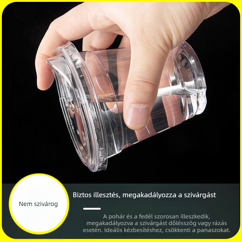 Egyszer használatos PET kávés pohár testre szabható logóval UV nyomtatással, kapacitás 75/7/9/10/12/14/16/20 oz, alkalmas kávézókban, hideg italokhoz, milk tea-hoz és desszertekhez.