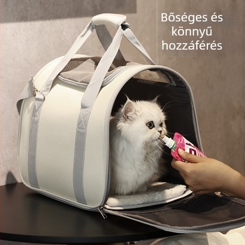 Macska- és kutyabarát űrkapszula hátizsák, textiles anyagból, kapacitás 15, 5–7 kg közötti testsúlynál ajánlott, egyszínű mintázat, közepes–puha keménység
