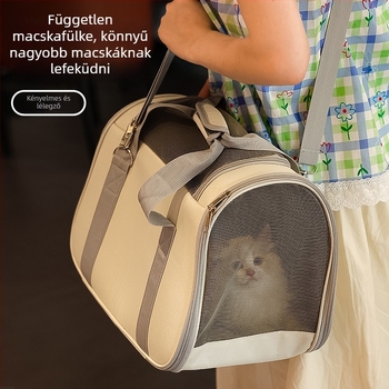Macska- és kutyabarát űrkapszula hátizsák, textiles anyagból, kapacitás 15, 5–7 kg közötti testsúlynál ajánlott, egyszínű mintázat, közepes–puha keménység