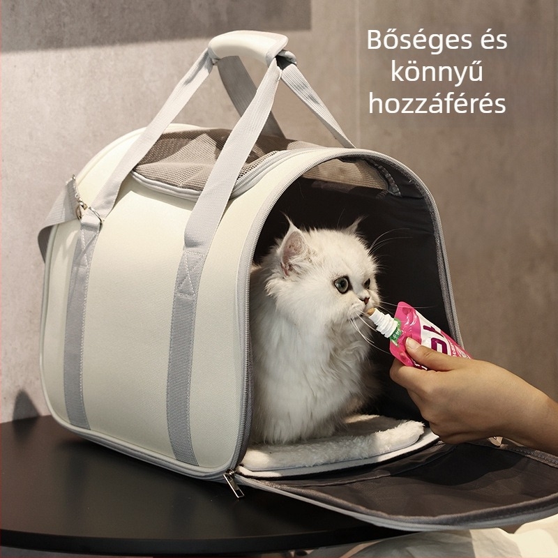 Macska- és kutyabarát űrkapszula hátizsák, textiles anyagból, kapacitás 15, 5–7 kg közötti testsúlynál ajánlott, egyszínű mintázat, közepes–puha keménység