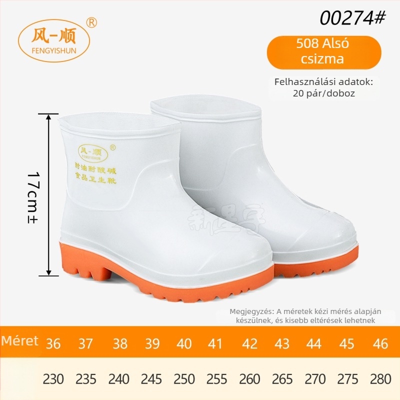 Élelmiszeripari higiénikus csizma, magas szárú, PVC felsőrész, csúszásmentes, olaj- és sav-bázis-ellenálló, vízálló