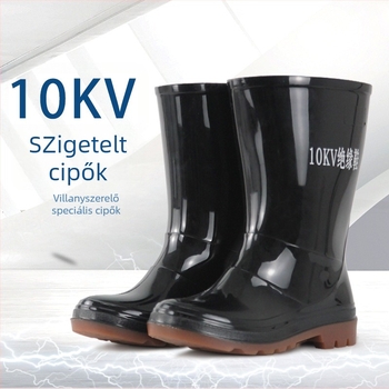 Esőcsizmák 10KV szigeteléssel, modell JX-10KV, felső PVC, talp PVC, magas szár