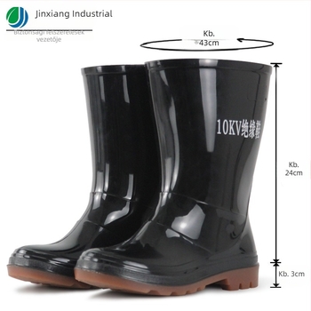 Esőcsizmák 10KV szigeteléssel, modell JX-10KV, felső PVC, talp PVC, magas szár