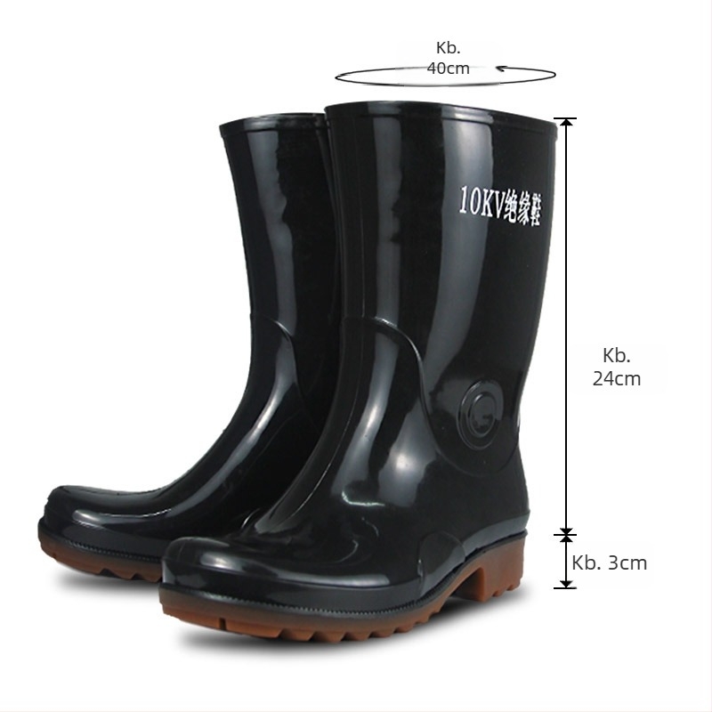 Esőcsizmák 10KV szigeteléssel, modell JX-10KV, felső PVC, talp PVC, magas szár