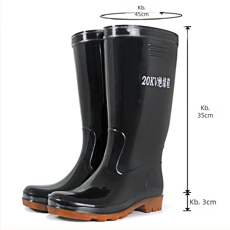 Esőcsizmák 10KV szigeteléssel, modell JX-10KV, felső PVC, talp PVC, magas szár