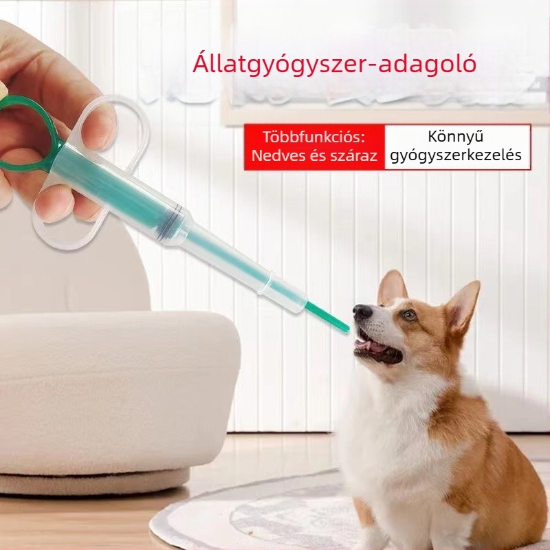 Push-típusú gyógyszeradagoló rúd macskáknak és kutyáknak, tablettákhoz, műanyag