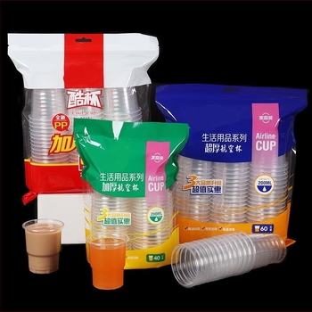 Egyszer használatos, átlátszó műanyag pohár, kör alakú, kapacitás 101-200 ml, PP/PS anyag, biológiailag lebomló