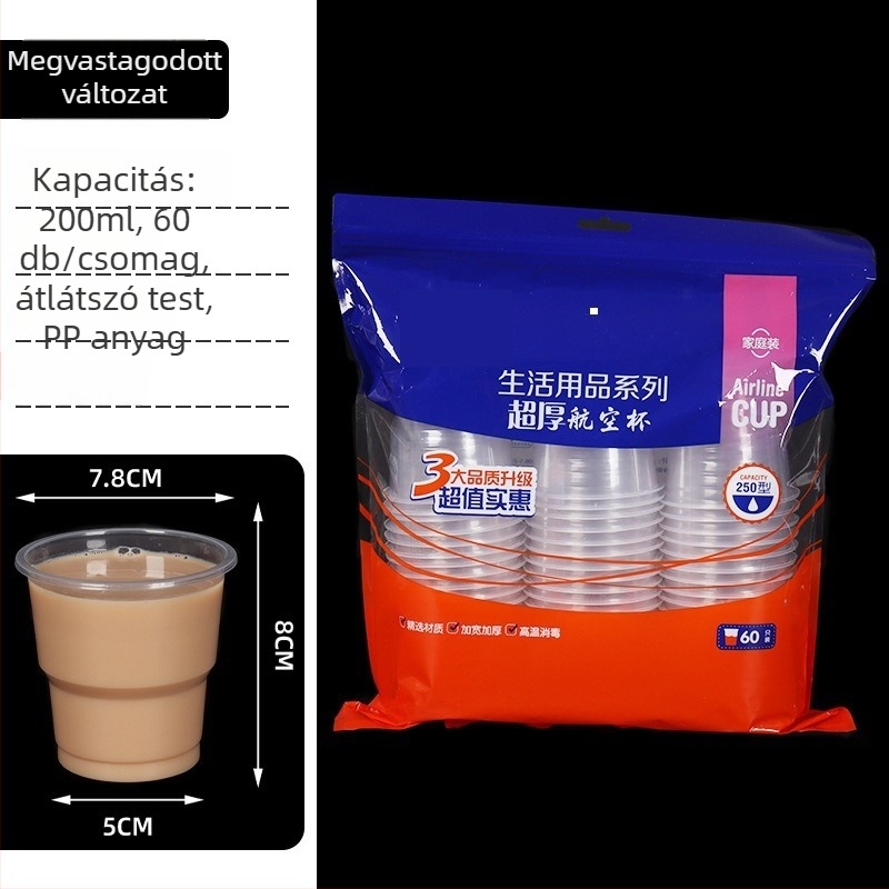 Egyszer használatos, átlátszó műanyag pohár, kör alakú, kapacitás 101-200 ml, PP/PS anyag, biológiailag lebomló