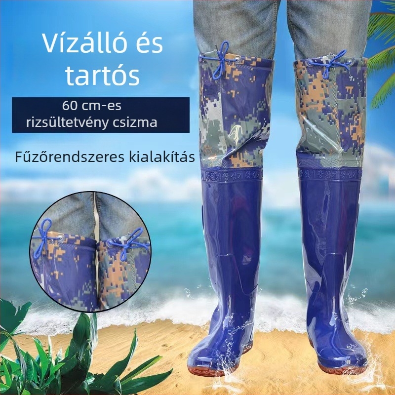 Uniszex PVC bakancs rizsföldekhez - vízálló, térdmagasságú, csúszásmentes talp, overshoe stílus