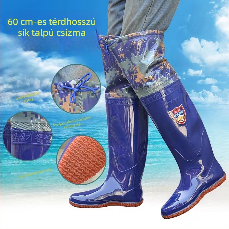 Uniszex PVC bakancs rizsföldekhez - vízálló, térdmagasságú, csúszásmentes talp, overshoe stílus