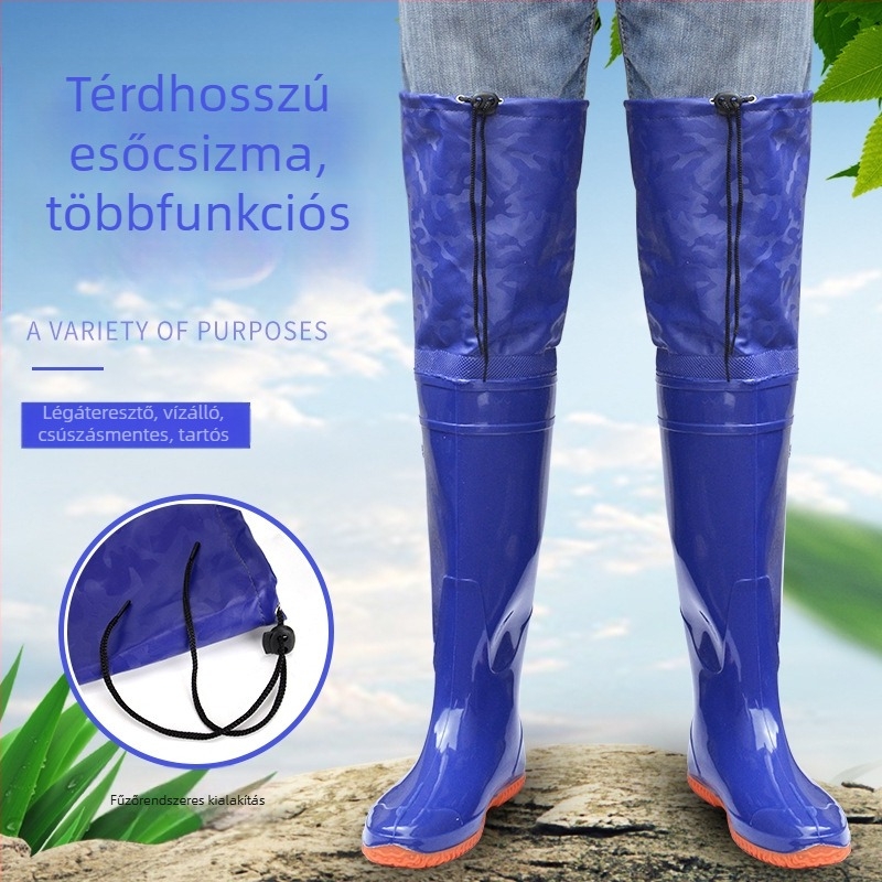 Uniszex PVC bakancs rizsföldekhez - vízálló, térdmagasságú, csúszásmentes talp, overshoe stílus