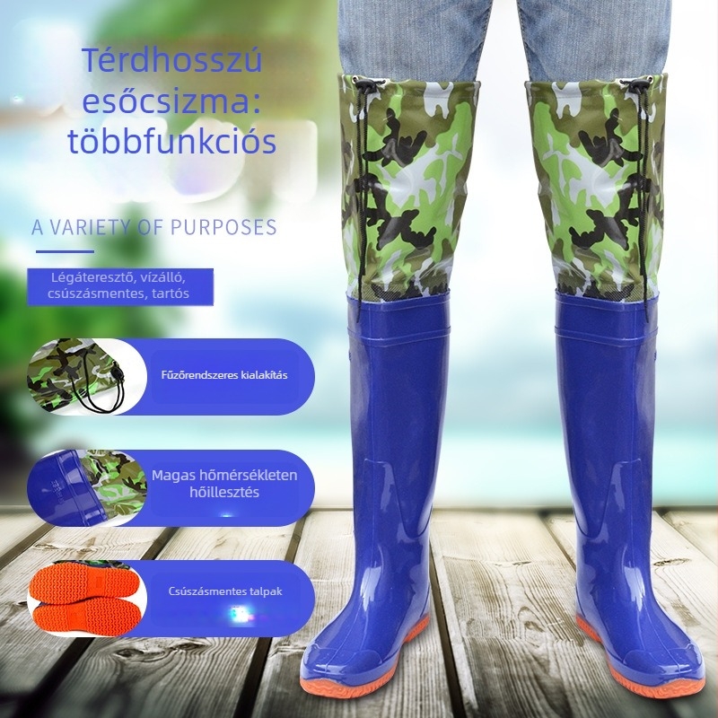 Uniszex PVC bakancs rizsföldekhez - vízálló, térdmagasságú, csúszásmentes talp, overshoe stílus