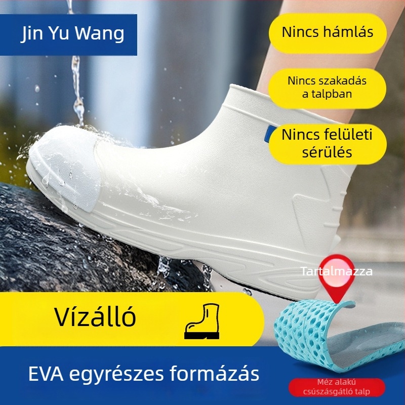EVA habból készült esőcsizma, rövid cső, uniszex, csúszásmentes és kopásálló gumitalppal