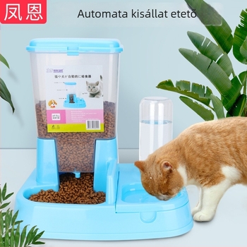 Automata macska etető dupla tál és ivó víz adagoló, 2-in-1 kialakítás, ABS anyag