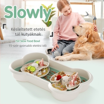 Kisállat etető tál, lassú etetés, fulladás elleni, PP+TPR anyagból, 10 darabos csomag