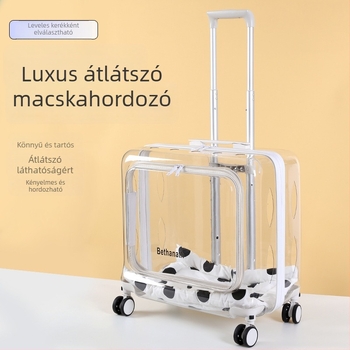 Átlátszó panorámás kisállat-toló táska – nagy kapacitású műanyag szállító