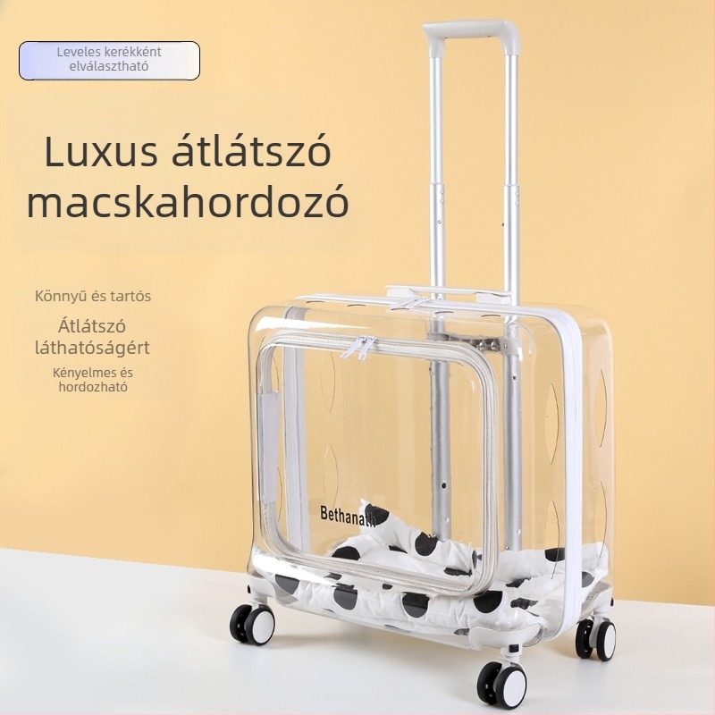 Átlátszó panorámás kisállat-toló táska – nagy kapacitású műanyag szállító